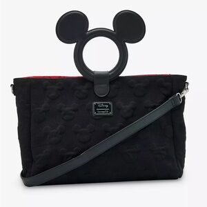 Loungefly Disney Mickey Mouse silhouette handle tote bag black NEW